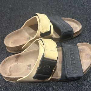 Birkenstock x Rick Owens cream black leather sandals sz 8